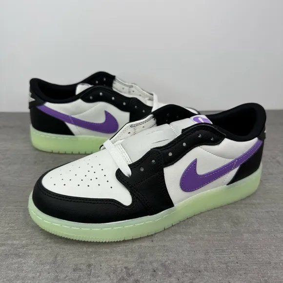 Nike Air Jordan 1 Low Glow-in-the Dark Shoes HF0410-001 Youth's 6.5/Women's 8
