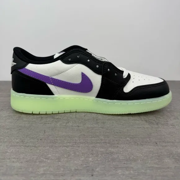Nike Air Jordan 1 Low Glow-in-the Dark Shoes HF0410-001 Youth's 6.5/Women's 8