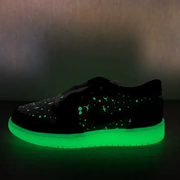 Nike Air Jordan 1 Low Glow-in-the Dark Shoes HF0410-001 Youth's 6.5/Women's 8