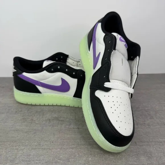 Nike Air Jordan 1 Low Glow-in-the Dark Shoes HF0410-001 Youth's 6.5/Women's 8