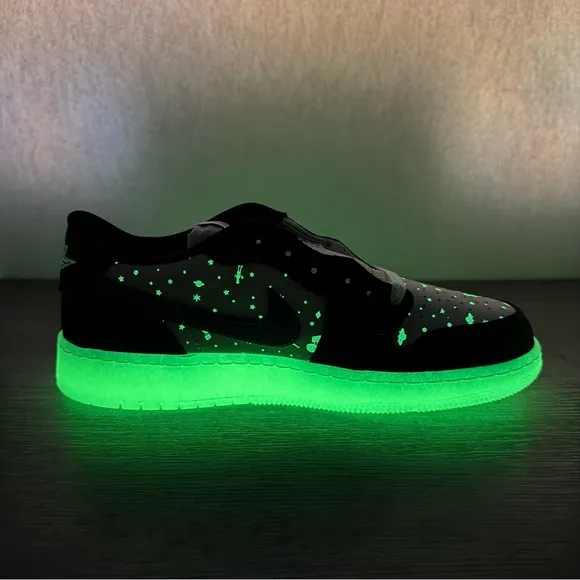 Nike Air Jordan 1 Low Glow-in-the Dark Shoes HF0410-001 Youth's 6.5/Women's 8