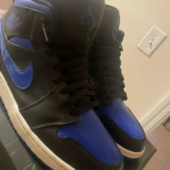 Nike Air Jordan 1 Mid Black Hyper Royal Sneakers | Men's Size 13 | Original Box!