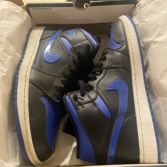 Nike Air Jordan 1 Mid Black Hyper Royal Sneakers | Men's Size 13 | Original Box!