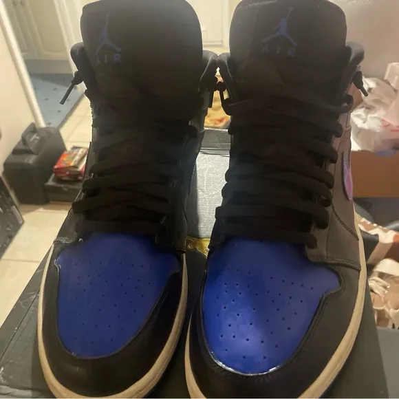 Nike Air Jordan 1 Mid Black Hyper Royal Sneakers | Men's Size 13 | Original Box!