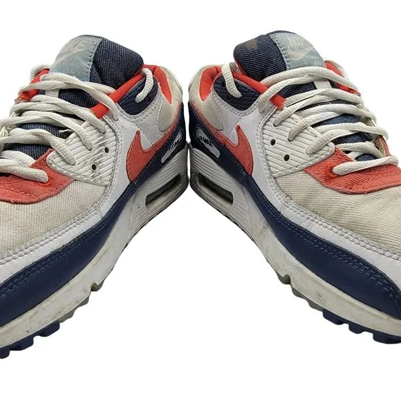 Nike Air Max 90 Denim White Red Blue DJ5170-100 Mens Size 9.5
