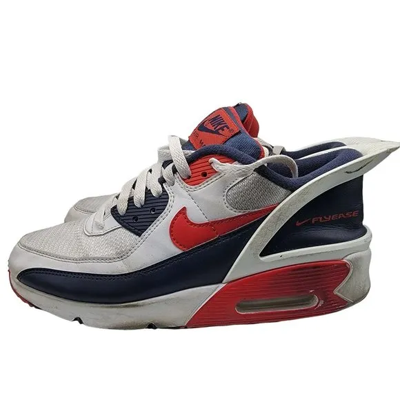 Nike Air Max 90 Flyease GS University Red Shoes Womens 8.5  Kids 7Y - CV0526-104