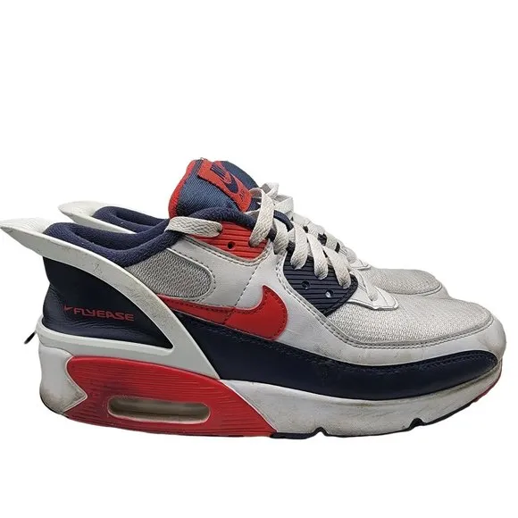 Nike Air Max 90 Flyease GS University Red Shoes Womens 8.5  Kids 7Y - CV0526-104