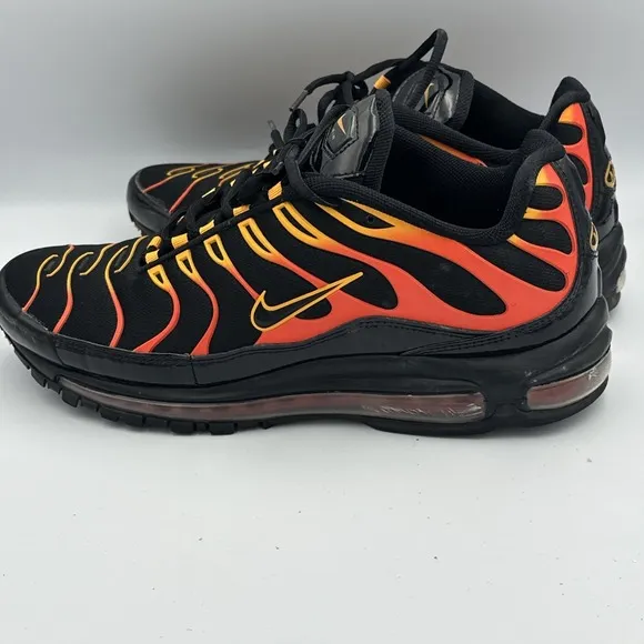 Nike Air Max 97 Plus Shock Shoes Orange Mens 12 Black Engine Custom AH8144-002