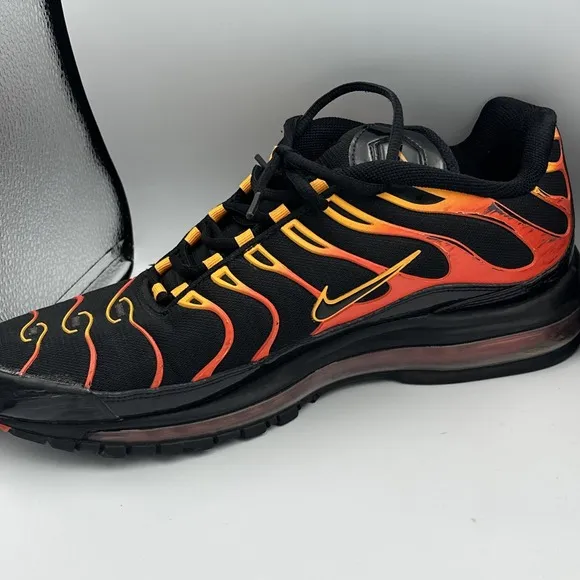 Nike Air Max 97 Plus Shock Shoes Orange Mens 12 Black Engine Custom AH8144-002