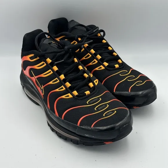 Nike Air Max 97 Plus Shock Shoes Orange Mens 12 Black Engine Custom AH8144-002