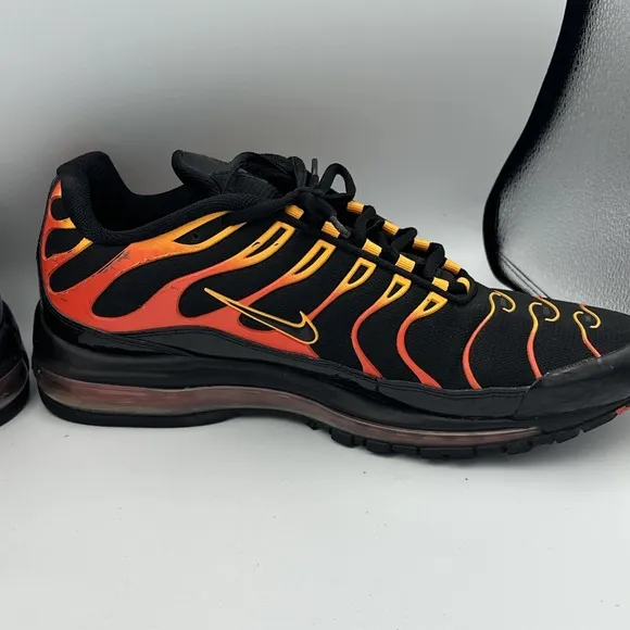 Nike Air Max 97 Plus Shock Shoes Orange Mens 12 Black Engine Custom AH8144-002