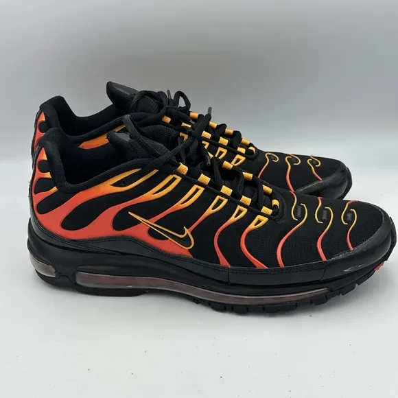 Nike Air Max 97 Plus Shock Shoes Orange Mens 12 Black Engine Custom AH8144-002