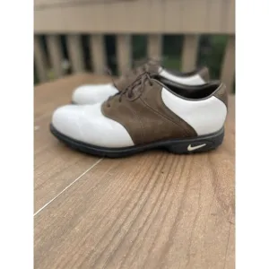 Nike Air Mens Golf Shoes White Brown 980911 Lace Up Low top 8.5 M