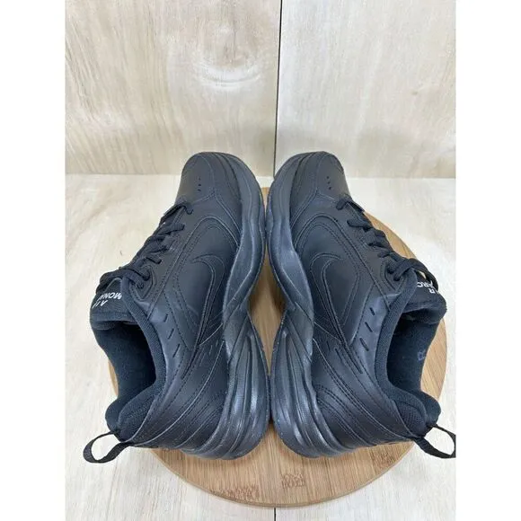 Nike Air Monarch Triple Black Leather Dad Shoes Mens Size 7