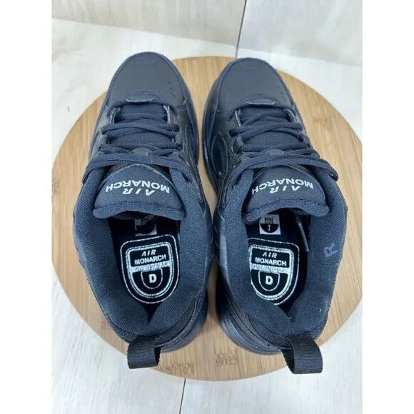 Nike Air Monarch Triple Black Leather Dad Shoes Mens Size 7