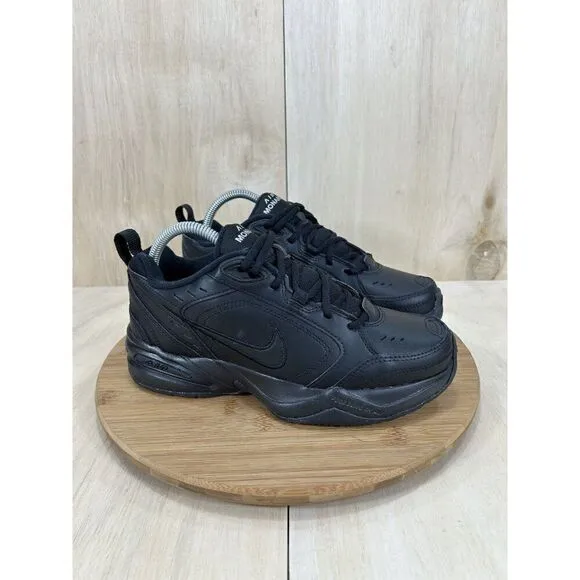 Nike Air Monarch Triple Black Leather Dad Shoes Mens Size 7