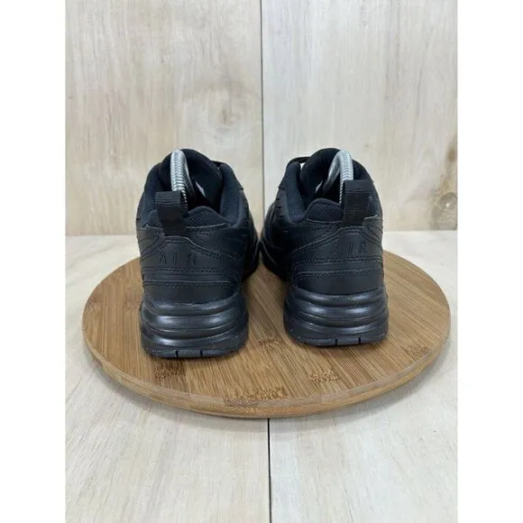 Nike Air Monarch Triple Black Leather Dad Shoes Mens Size 7