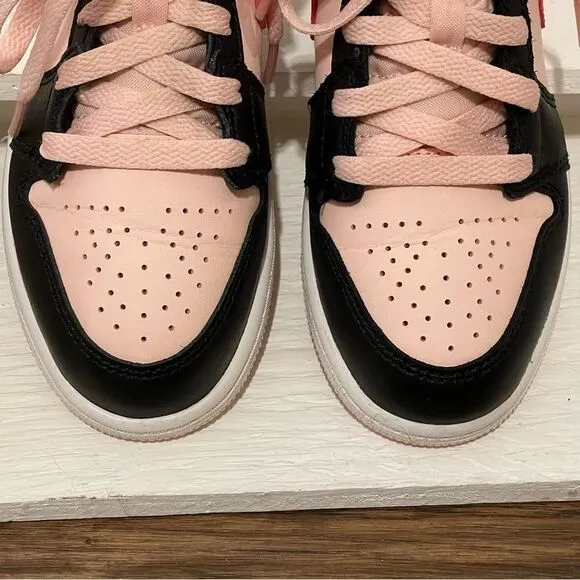 Nike Air Jordan 1 Mid GS Atmosphere Shoes Black Pink Crimson Kids 1Y