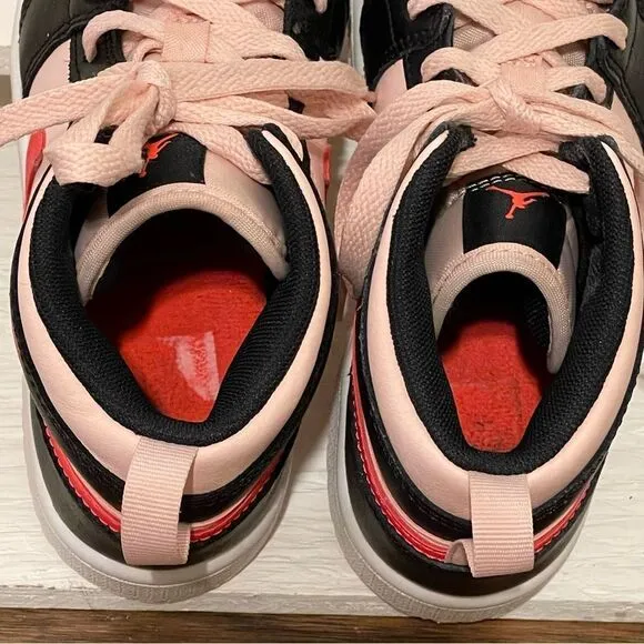 Nike Air Jordan 1 Mid GS Atmosphere Shoes Black Pink Crimson Kids 1Y