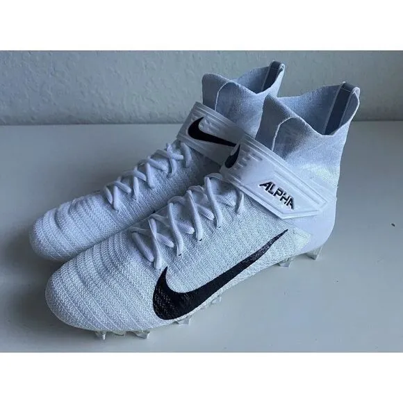 Nike Alpha Menace Elite 2 White Black Football Cleats AO3374-101 Men's Size 12.5