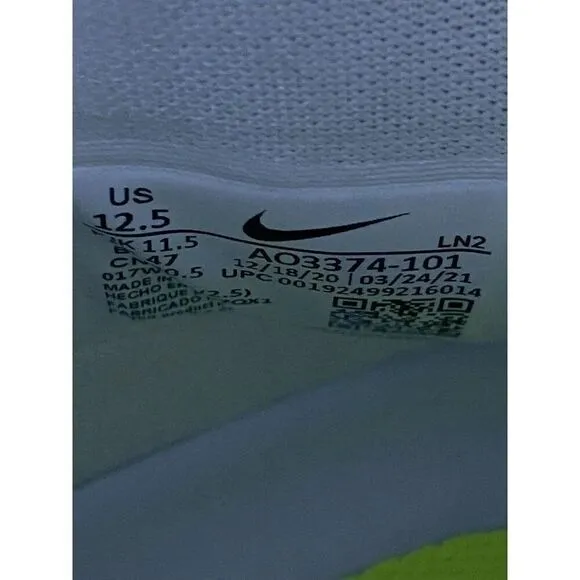 Nike Alpha Menace Elite 2 White Black Football Cleats AO3374-101 Men's Size 12.5