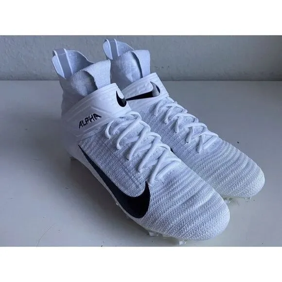 Nike Alpha Menace Elite 2 White Black Football Cleats AO3374-101 Men's Size 12.5