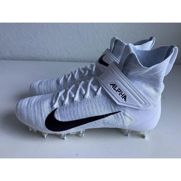 Nike Alpha Menace Elite 2 White Black Football Cleats AO3374-101 Men's Size 12.5