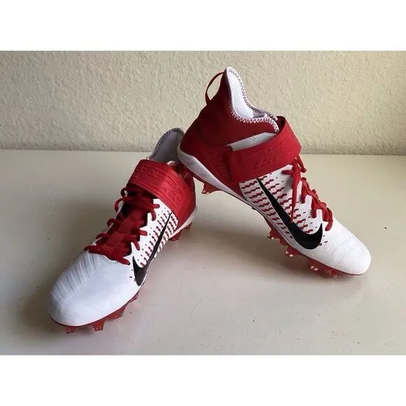 Nike Alpha Menace Pro 2 MID Football Cleats White Red BV3945-105 Men’s Sz 14