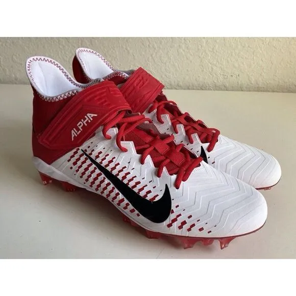 Nike Alpha Menace Pro 2 MID Football Cleats White Red BV3945-105 Men’s Sz 14