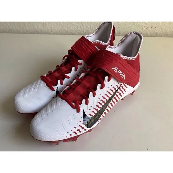 Nike Alpha Menace Pro 2 MID Football Cleats White Red BV3945-105 Men’s Sz 14