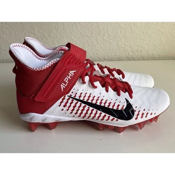 Nike Alpha Menace Pro 2 MID Football Cleats White Red BV3945-105 Men’s Sz 14