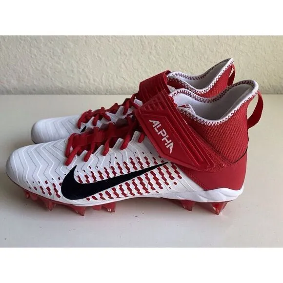 Nike Alpha Menace Pro 2 MID Football Cleats White Red BV3945-105 Men’s Sz 14