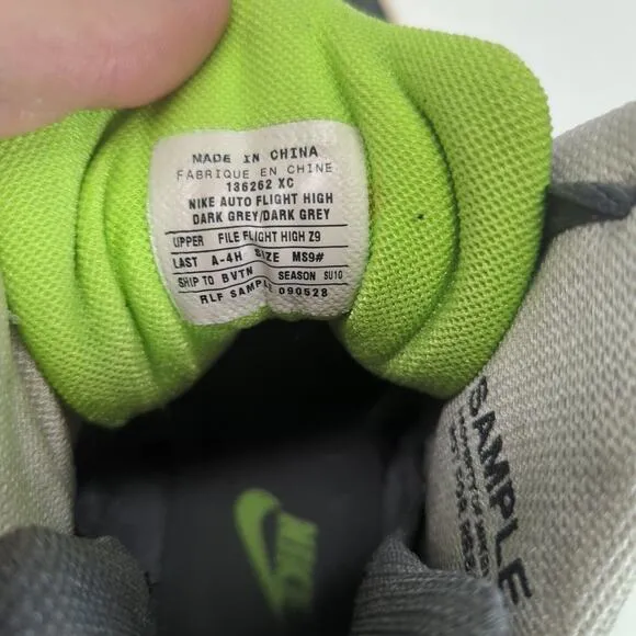 Nike Auto Flight Hi Grey Electric Green Sample Pair Size 8