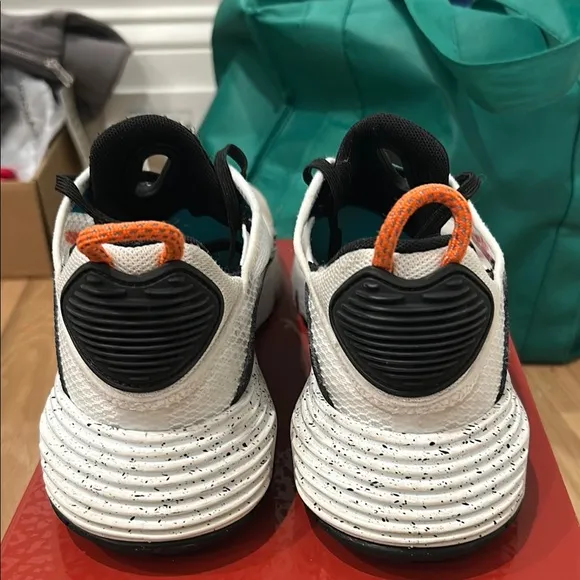 Nike big boy sneakers - White and Black with Orange Accents