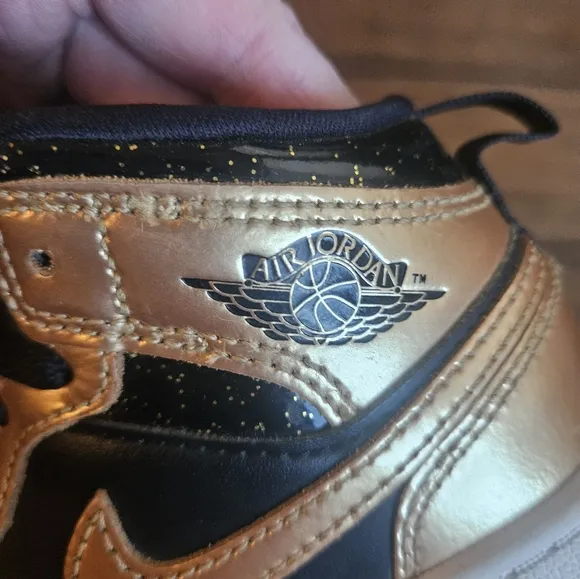 Nike Black and Gold Air Jordan 1 Kids Size 11