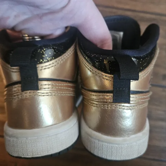 Nike Black and Gold Air Jordan 1 Kids Size 11