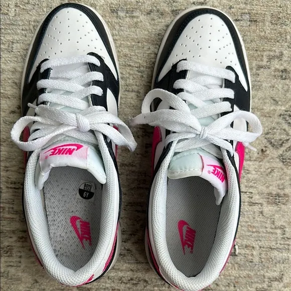Nike Black and White Shoes with Pink Highlights