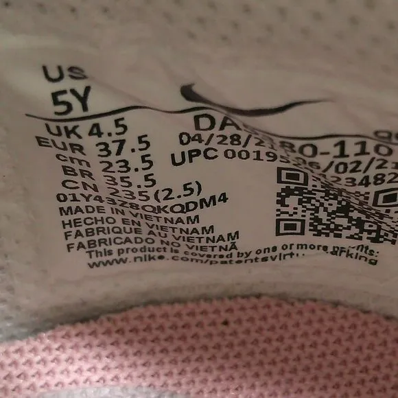 Nike Court Legacy Sneakers White Pink Glaze GS DA5380-110 - Size 5 Y