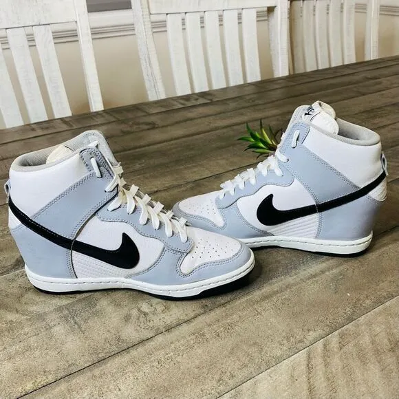 Nike Dunk High Sky Hi Hidden Wedge Shoes White Gray Women’s Shoes Size 7