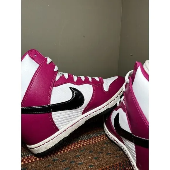 Nike Dunk Sky Hi Bright Magenta Sneakers 528899-502 Black White Wedge 7.5