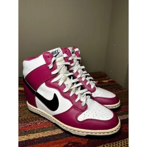Nike Dunk Sky Hi Bright Magenta Sneakers 528899-502 Black White Wedge 7.5