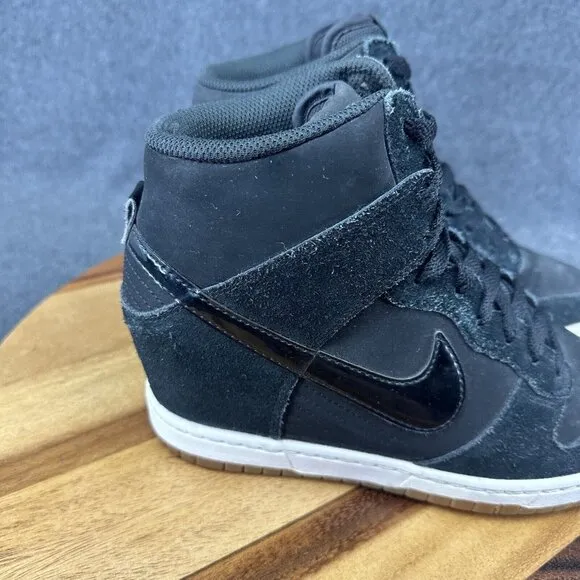 Nike Dunk Sky Hi Essential Women Size 9 Black Hidden Wedge Shoes 644877-011