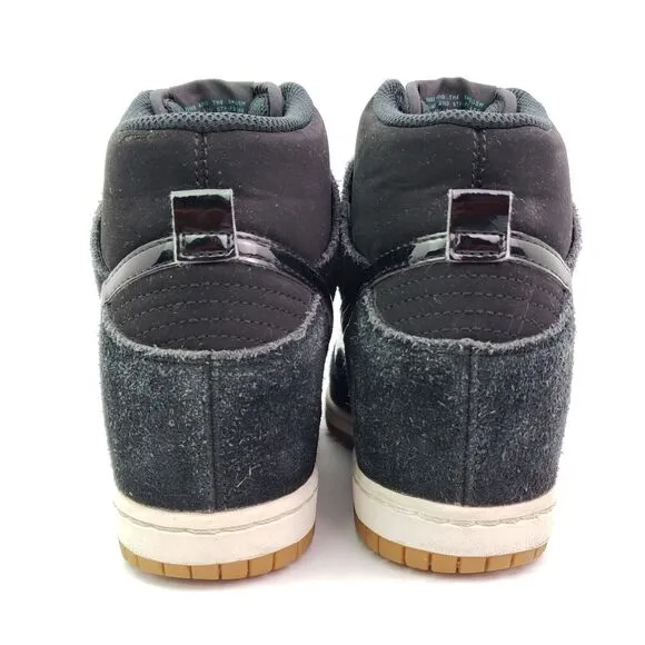 Nike Dunk Sky Hi Essential Womens Size 8 Black Suede Hidden Wedge Sneaker Shoes