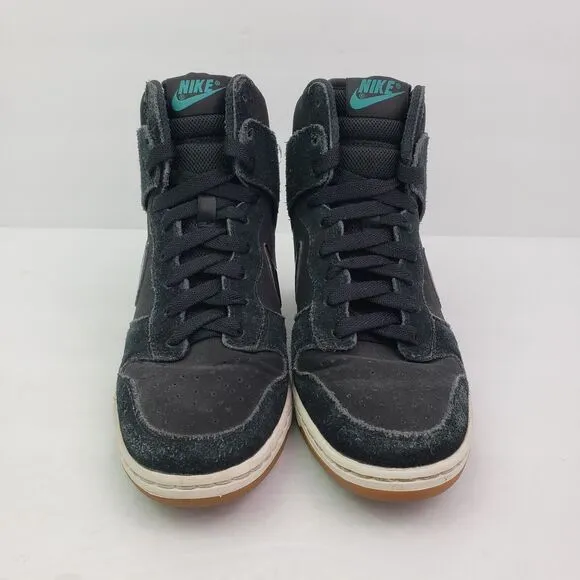 Nike Dunk Sky Hi Essential Womens Size 8 Black Suede Hidden Wedge Sneaker Shoes