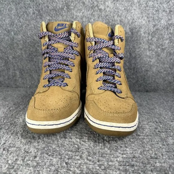 Nike Dunk Sky Hi Hidden Wedge Shoes Womens 6.5 Brown Suede Filbert Sneakers