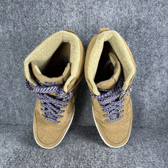 Nike Dunk Sky Hi Hidden Wedge Shoes Womens 6.5 Brown Suede Filbert Sneakers