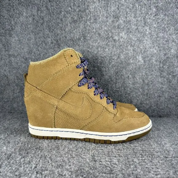 Nike Dunk Sky Hi Hidden Wedge Shoes Womens 6.5 Brown Suede Filbert Sneakers