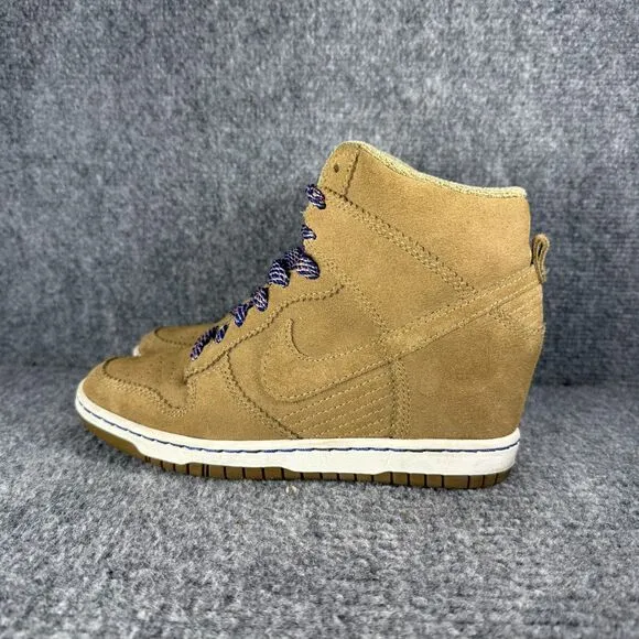 Nike Dunk Sky Hi Hidden Wedge Shoes Womens 6.5 Brown Suede Filbert Sneakers