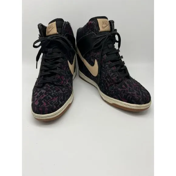 Nike Dunk Sky Hi Purple Tribal Linen Hidden Wedge Sneakers Shoes Size 8