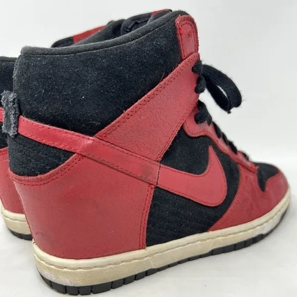 Nike Dunk Sky Hi Women's Size 8 Hidden Wedge Heels Black Red Shoes 528899-016